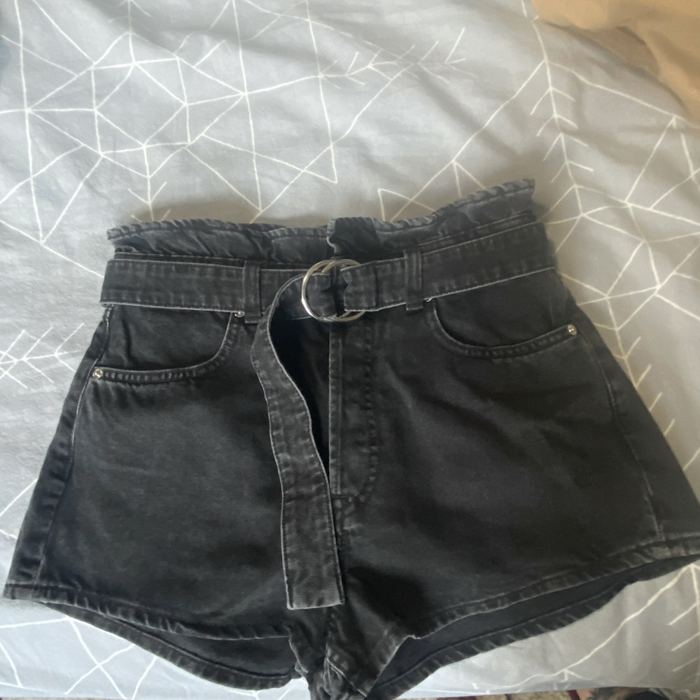 Black High Waisted Denim Shorts